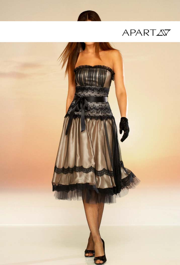 756.940:  Spitzenkleid, champagner-schwarz