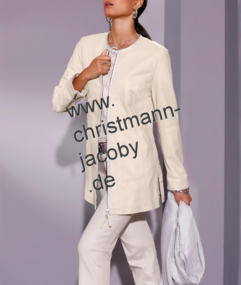 Lammnappa-Lederblazer, sand m. Metallic-Details