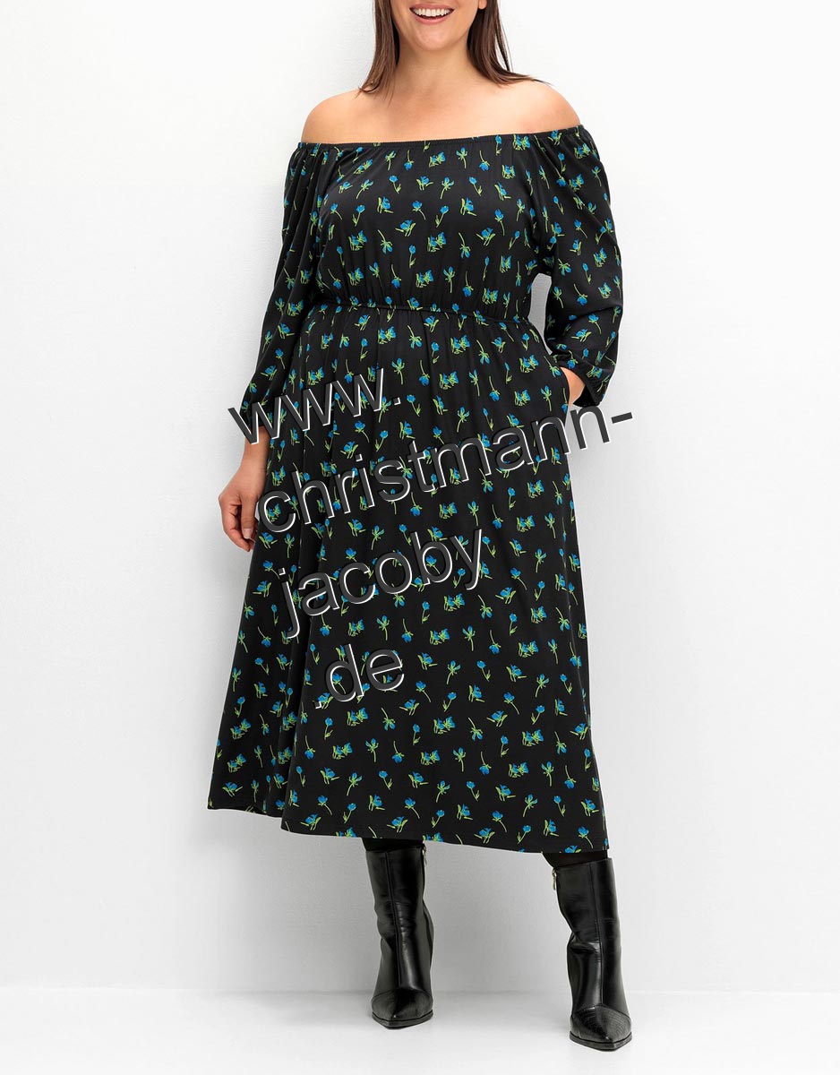 Jersey-Druckkleid, schwarz-gemustert