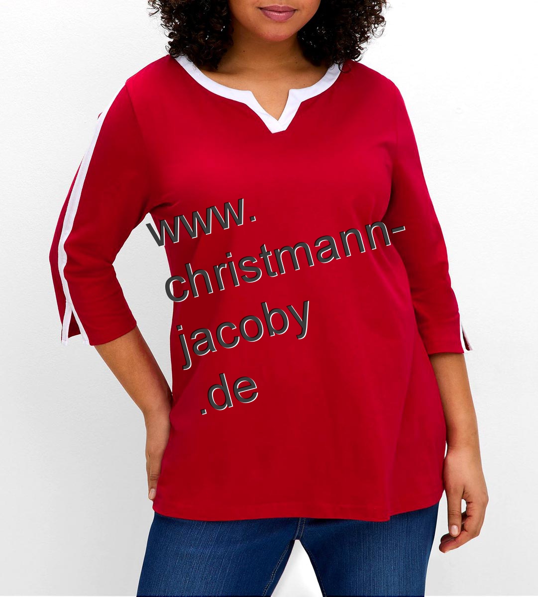3/4-Arm-Shirt, rot-weiß