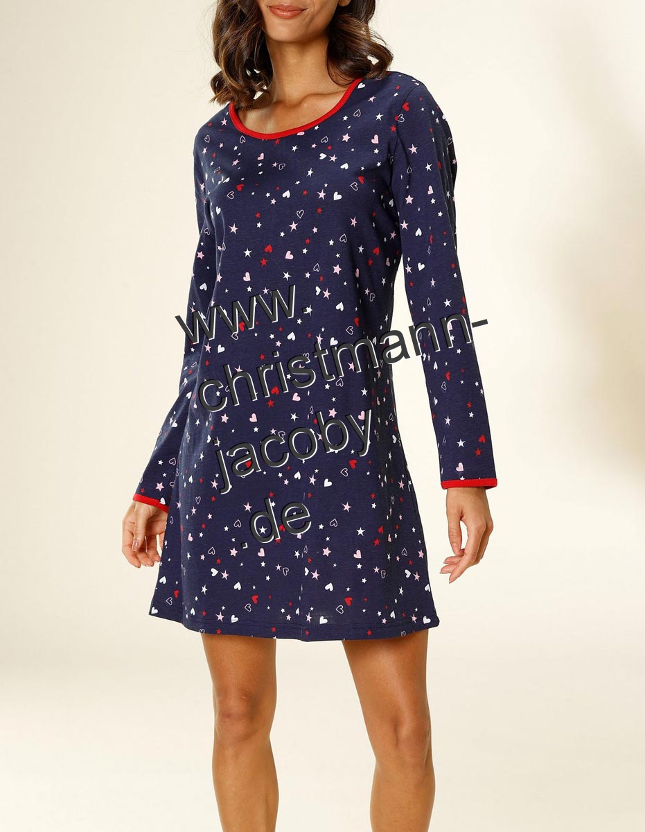 Nachthemd, marine-gemustert