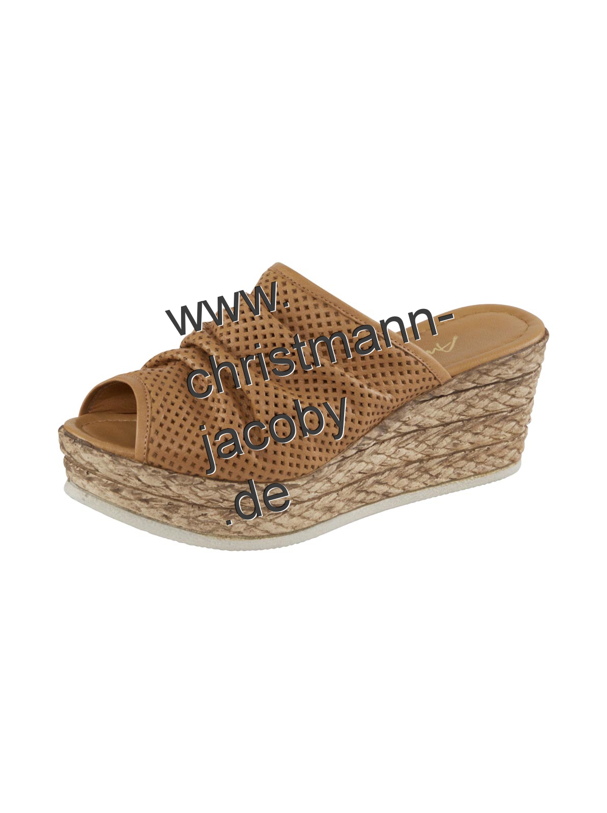 Nappaleder-Pantolette m. Lochmuster, camel