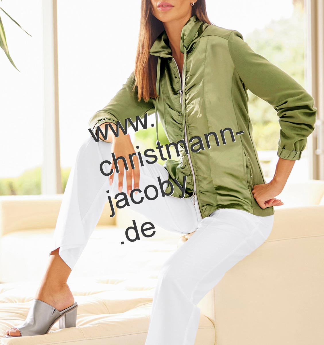 Shirtjacke mit Satin-Besatz, schilf