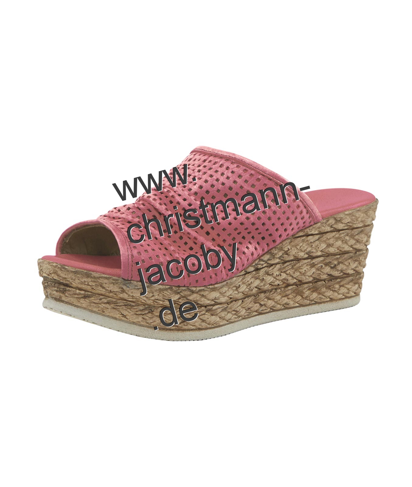 Nappaleder-Pantolette m. Lochmuster, himbeere