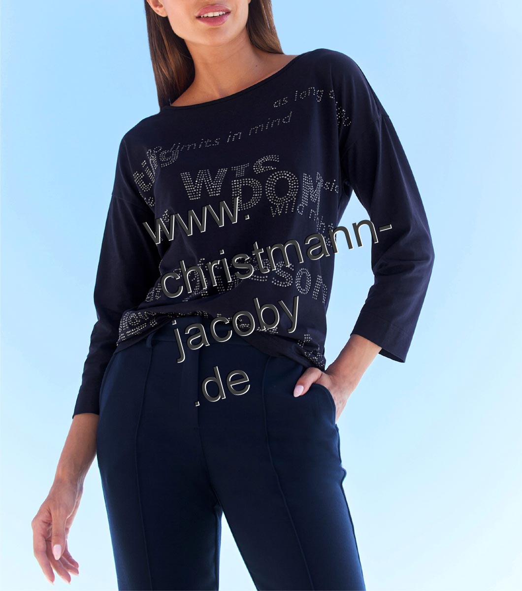 3/4-Arm-Shirt m. Glitzersteinchen-Schriftzug, marine