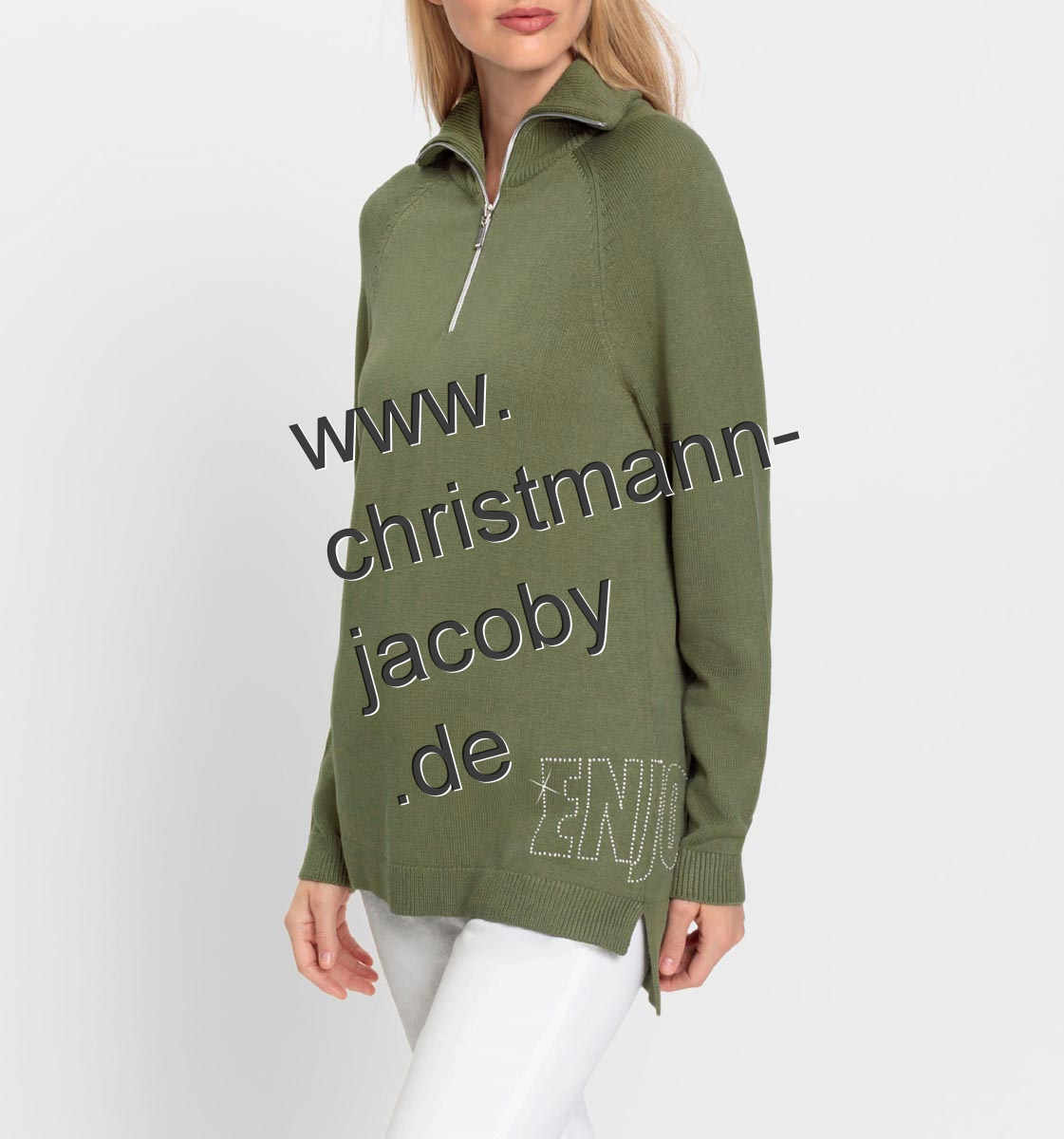 Troyer-Pullover m. Glitzersteinen, khaki