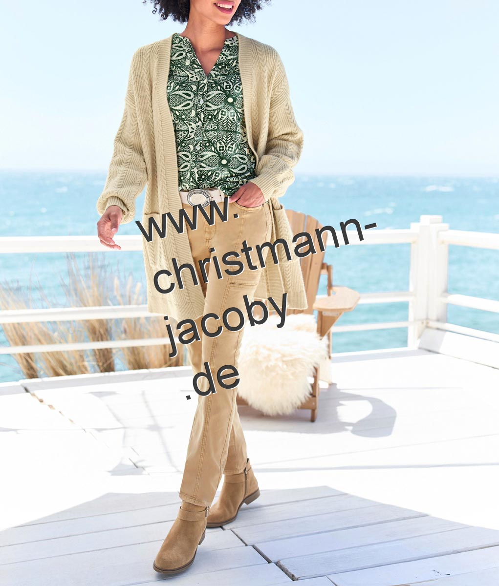 Strickjacke m. Zopfmuster, elfenbein